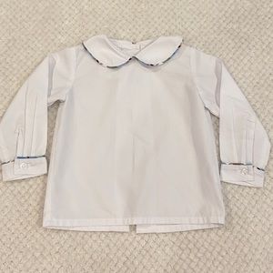 18M White Collared Long Sleeve Shirt with Blue/Green/Brown Trim by Zuccini Kids